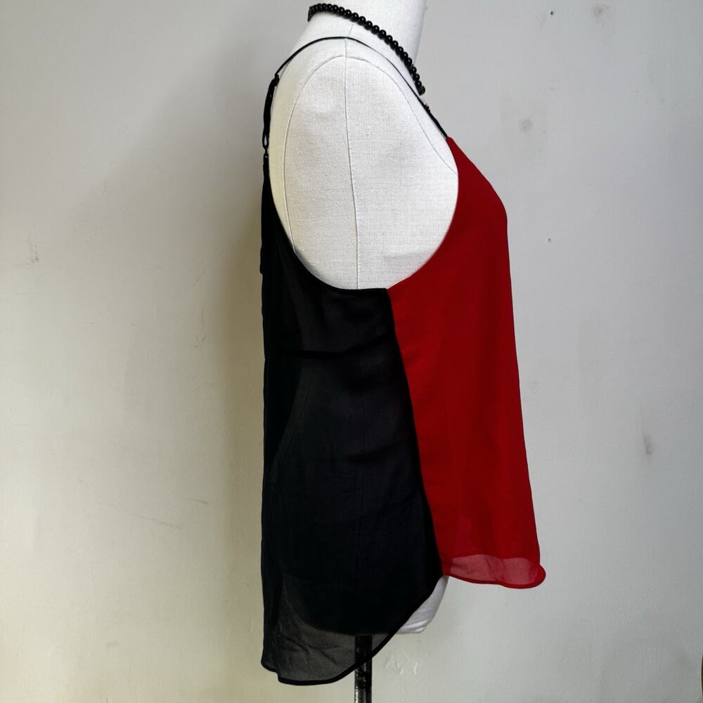 Vintage Y2K Red Black Sheer Layered Mesh Cami Top Fairy Whimsygoth M